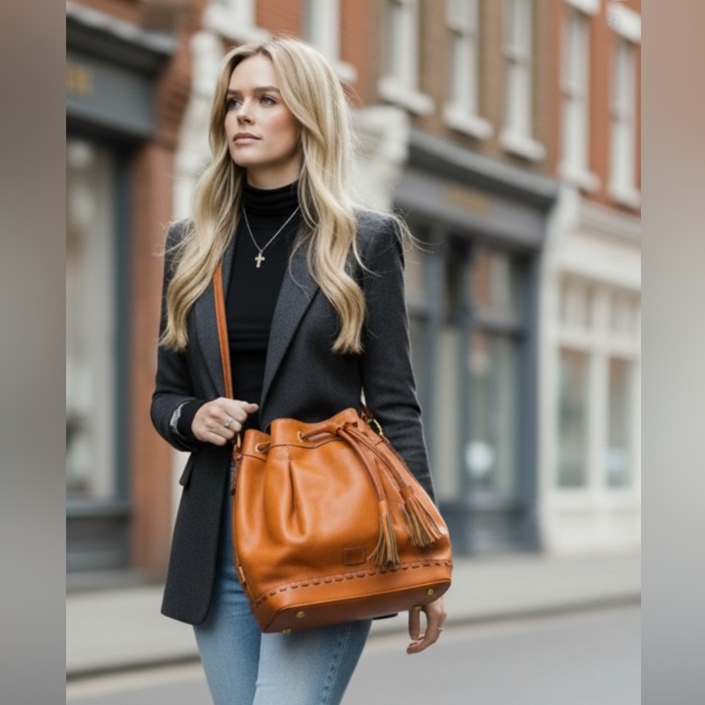 Dooney and Burke Italian Vachetta Leather Bucket Bag